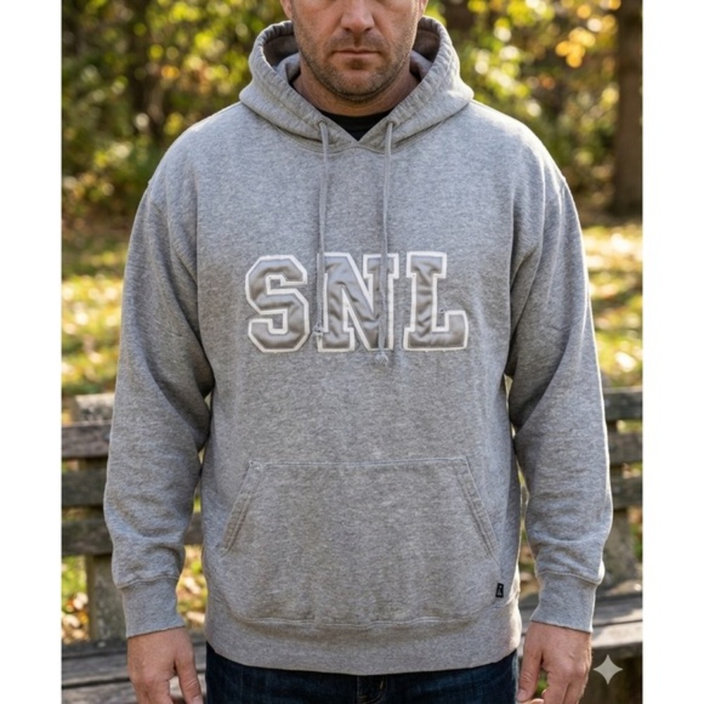 VTG 90s Roots Athletics‎ SNL Hoodie XXL Gray Stitched Distressed Thrashed Grunge